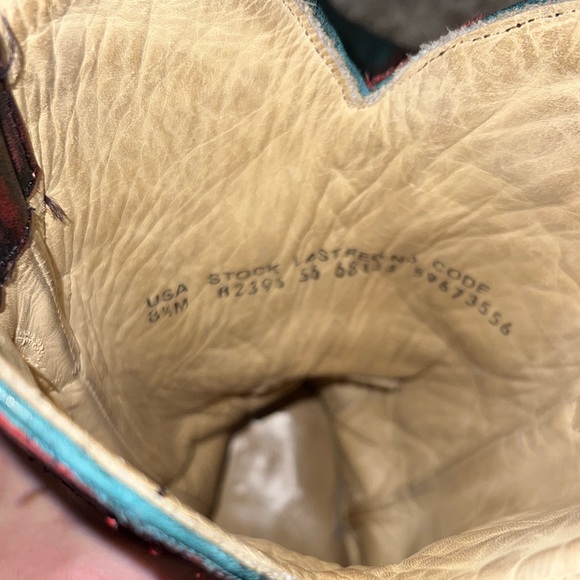 Corral Distressed Turquoise and Red Eagle Boots - Picture 9 of 12